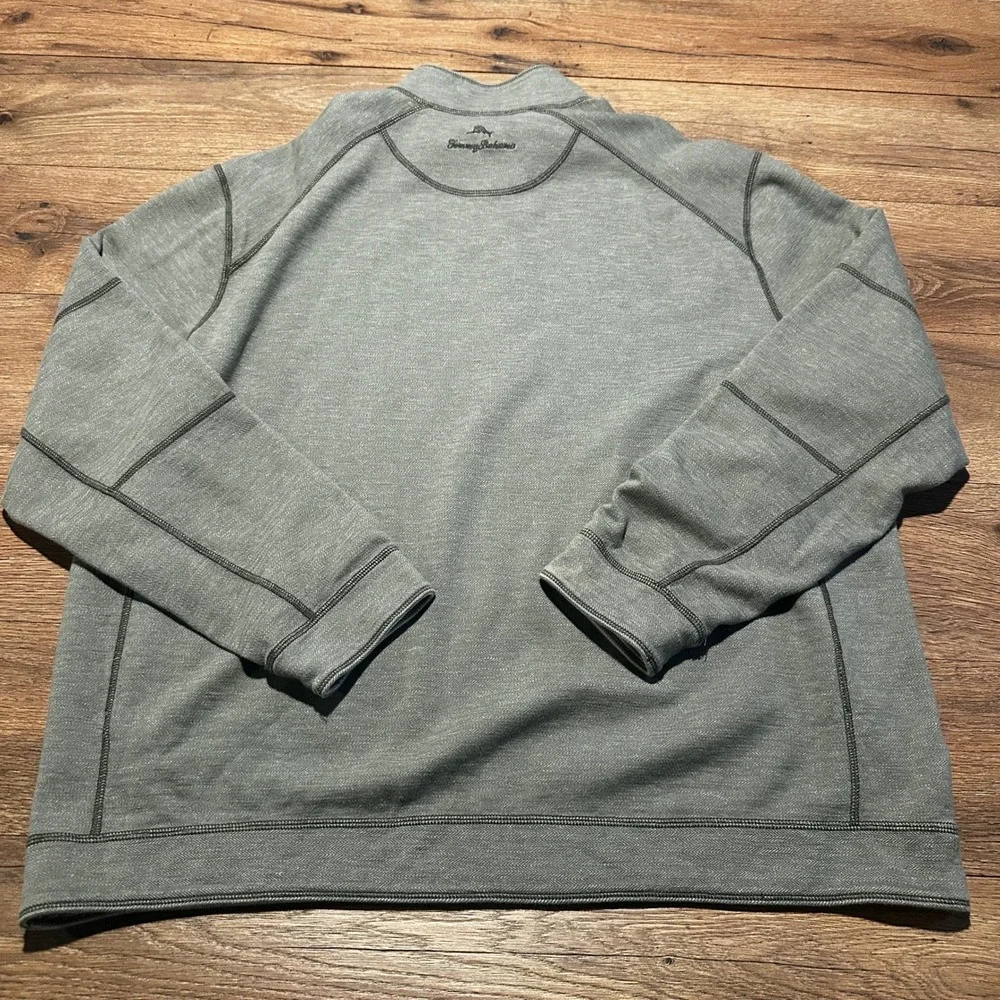 Tommy Bahama Green Gray Reversible Quarter Zip Pullover Mens XL